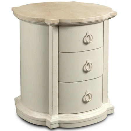 First Class Night Stand with 3 Drawers and Botticino Light Marble Top